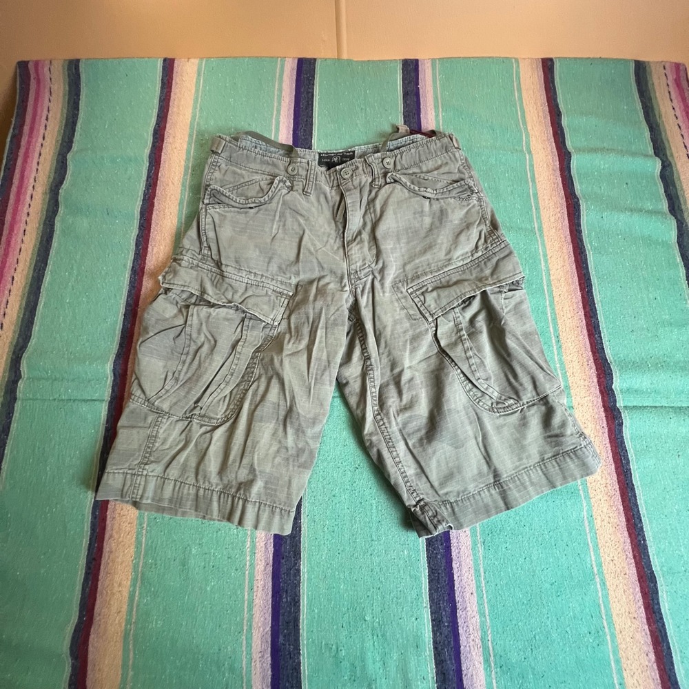 Abercrombie & Fitch Cargo Shorts Mens 31 Green Camo Ripstop Military Gorpcore